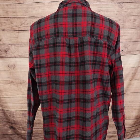 Field & Stream Shirt Mens Large Red Black Gray Plaid Flannel Button Down Pocket - Picture 4 of 8